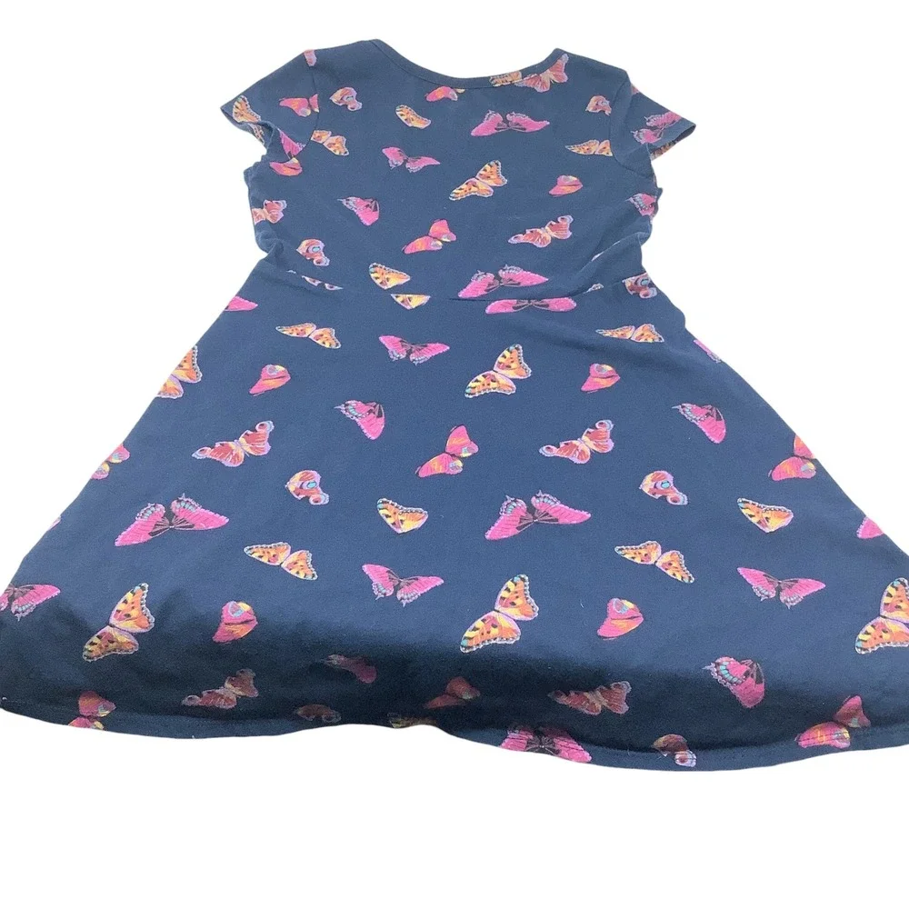 Wonder Nation Girls Short Sleeve Butterfly Print Dress M 7-8 Blue‎ Multicolor